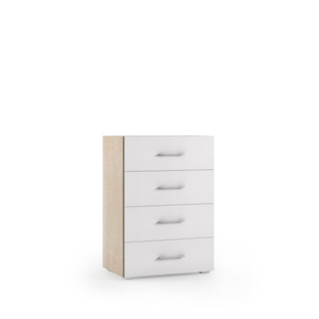 Cassettiera cemento e bianco con 4 cassetti.