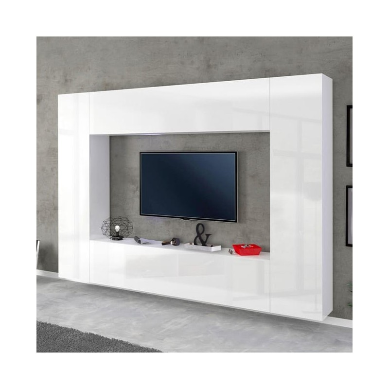 Porta TV 2 colonne e 2 pensili sospesi Maru Porta TV 2 colonne e 2 pensili sospesi Maru