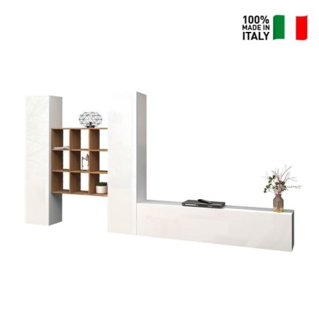 Parete attrezzata porta TV 2 armadi 1 libreria Maru