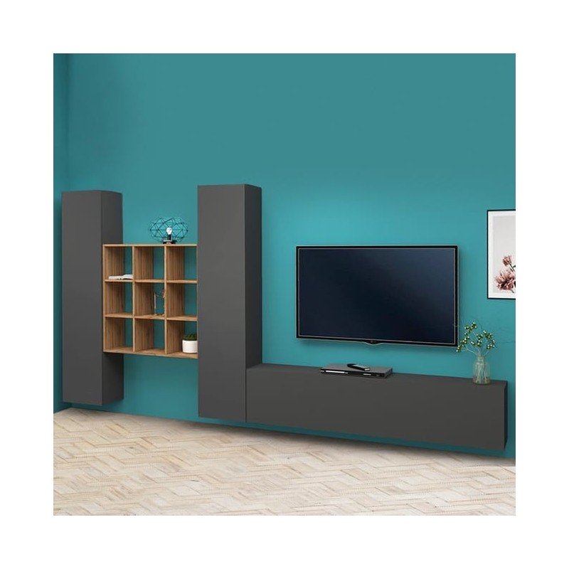 Parete attrezzata porta TV 2 armadi 1 libreria Maru Parete attrezzata porta TV 2 armadi 1 libreria Maru