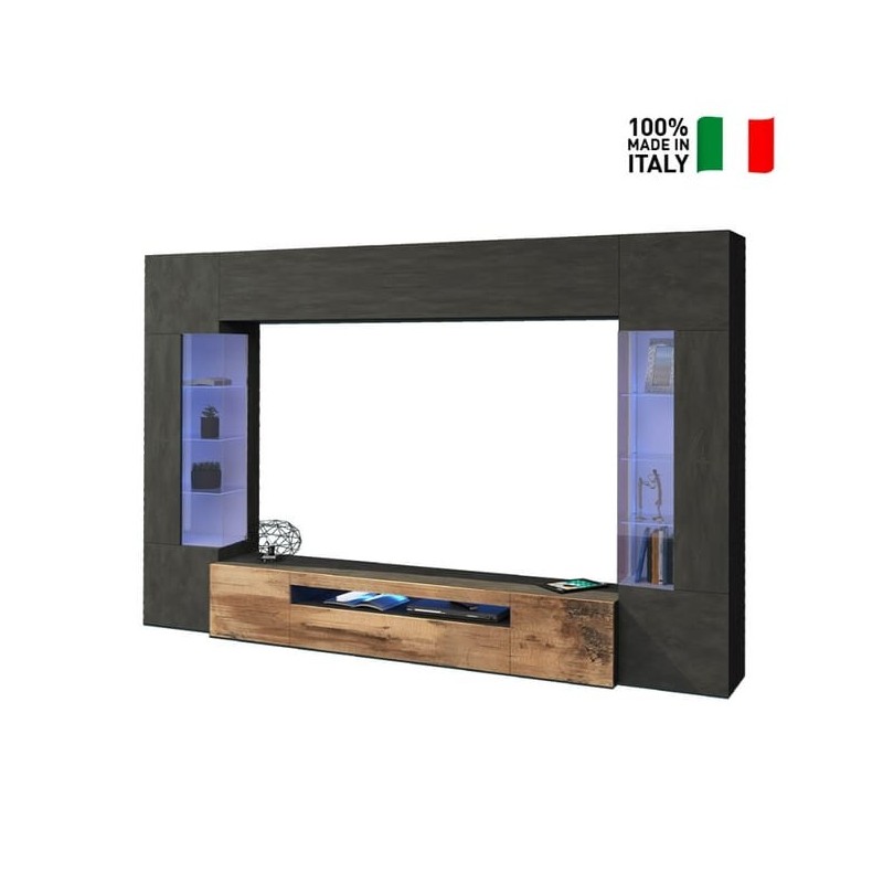 Parete attrezzata porta TV 2 vetrine 1 pensile New-Egypt Parete attrezzata porta TV 2 vetrine 1 pensile New-Egypt