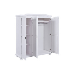 armadio in pino massello bianco (150x56x180 cm) progettato per unire armoniosamente stile e funzionalità.