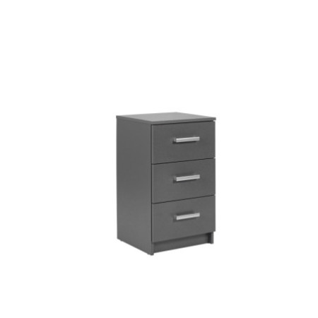 Cassettiera in truciolare laminato grigio, dimensioni 42x40x71 cm.