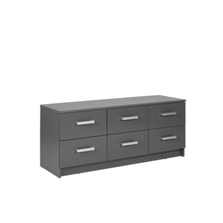 Cassettiera in laminato grigio, dimensioni 122x40x51 cm.