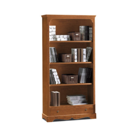 Libreria in Noce Lucido con Ripiani Regolabili e Cassetto dimensioni di 94x36x149 cm