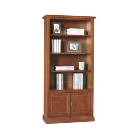 Libreria in Legno Noce con 2 Ante e 4 Ripiani - Design Classico misura 91x41x186 cm