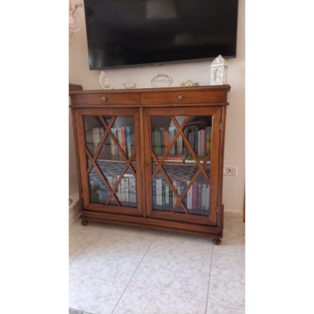 Libreria arte povera in legno noce lucido 110x40x100 cm